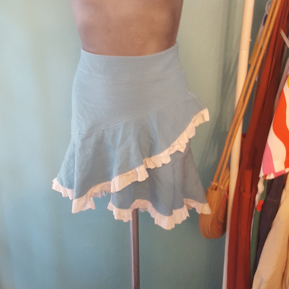 Barbara Milano blue ruffle skirt